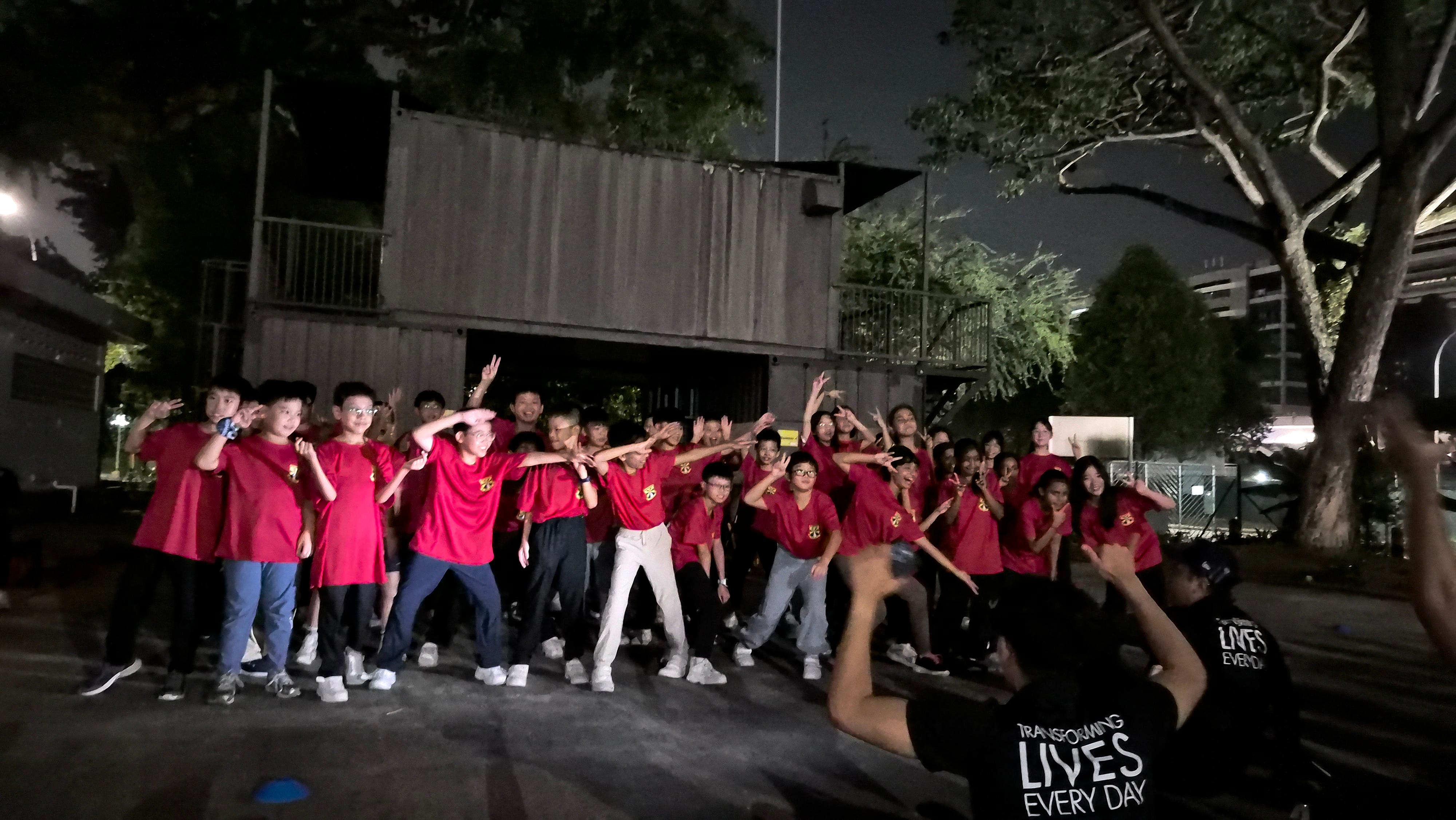 Showing off our dance moves during the campfire.
